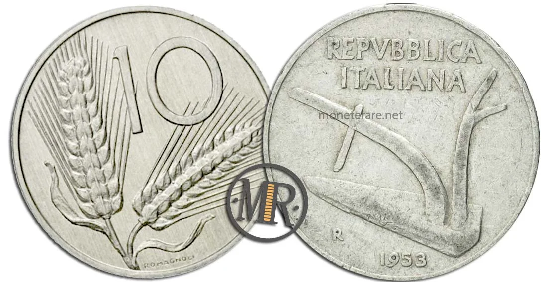 Wert, Beschreibung und Seltenheit der 10 Lire Münze von 1953