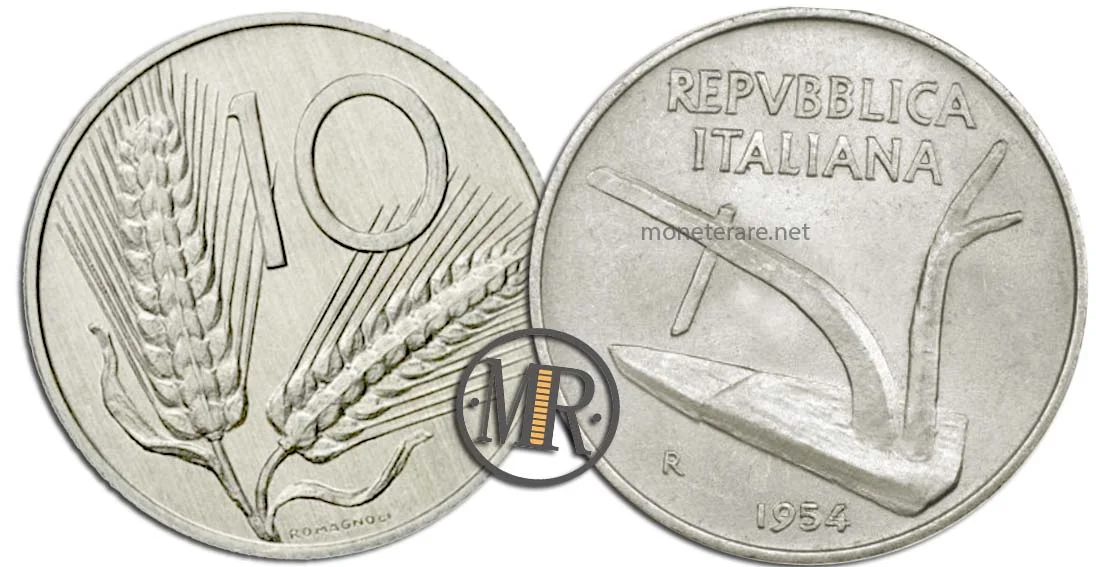 1954 10 Lire Münze Wert, Beschreibung und Seltenheit