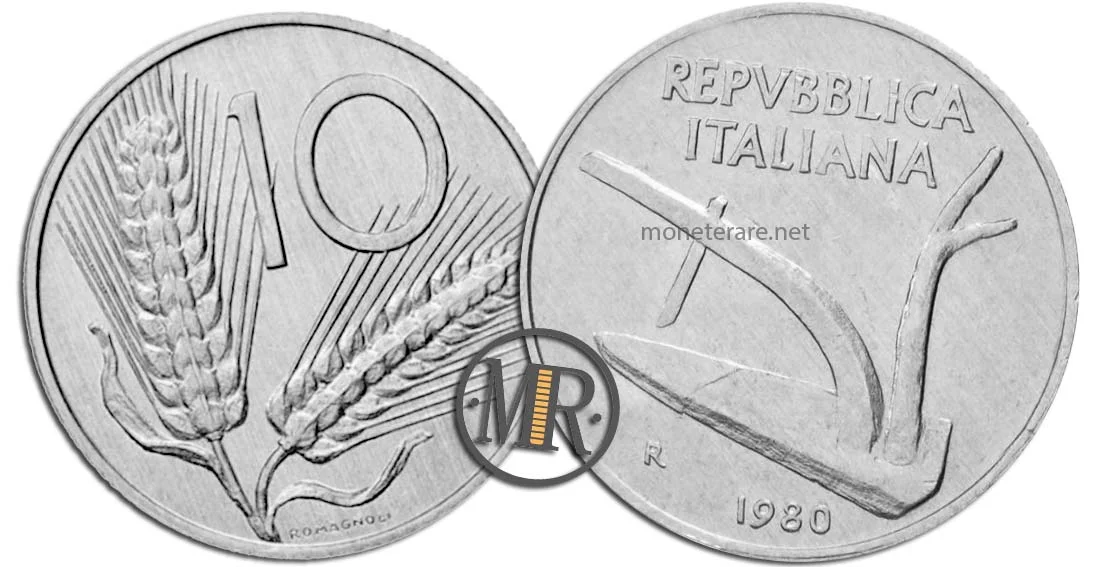 1980 10 Lire Münze Wert, Beschreibung und Seltenheit