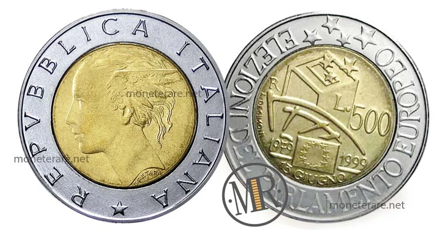 500 Lire Münze von 1999 für die Europawahlen