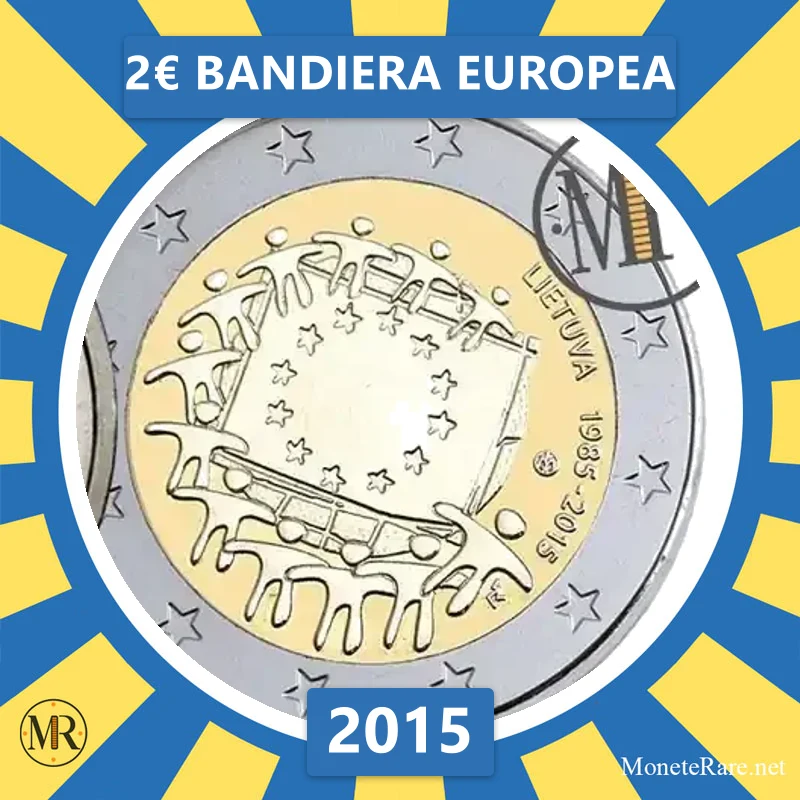 Litauen 2€ Europäische Flagge 2015 (Münzfoto)