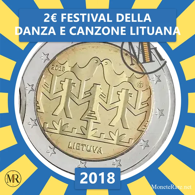 Litauen 2€ Litauisches Tanz- und Gesangsfestival 2018 (Münzfoto)