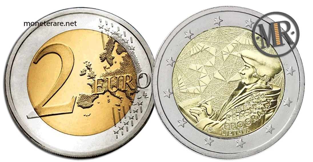 2 Euro Commemorativi Lituania 2022 Programma Erasmus