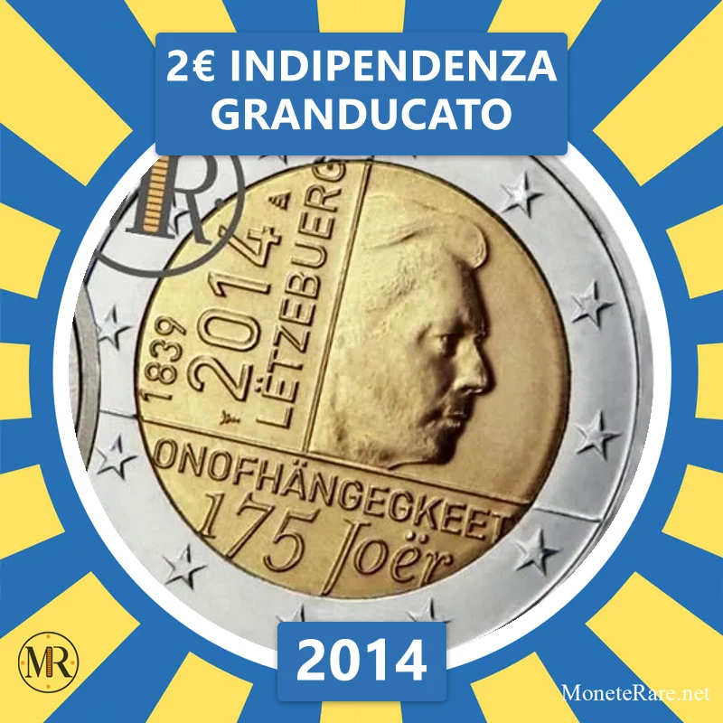 Luxemburg 2€ Unabhängigkeit des Großherzogtums 2014 (Münzfoto)