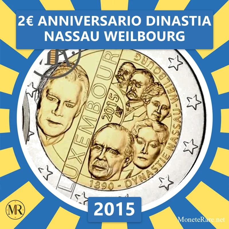 Luxemburg 2€ Jahrestag der Dynastie Nassau Weilbourg 2015 (Münzfoto)