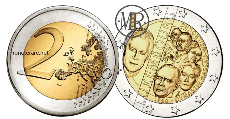 2-Euro-Gedenkmünze Luxemburg 2015 Jubiläum der Dynastie Nassau-Weilbourg (Luxembourg - Letzebuerg)