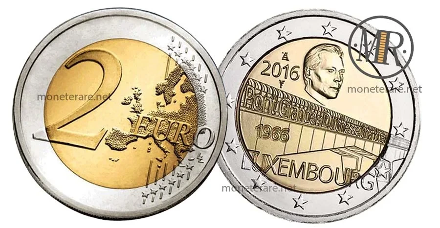 2-Euro-Gedenkmünze 2016 Luxemburg der Brücke von Charlotte (Erste Version) (Luxemburg - Letzebuerg)