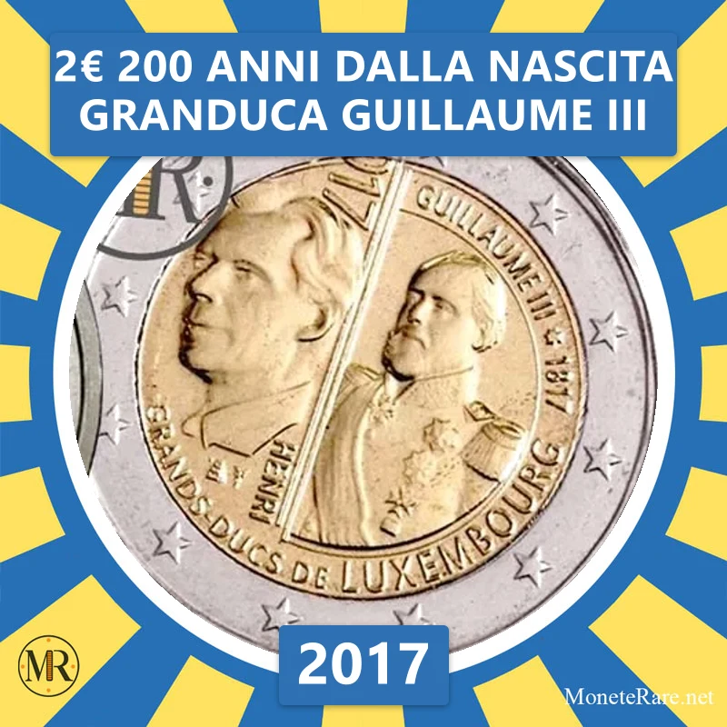 Luxemburg 2€ 200 Jahre seit der Geburt von Großherzog Guillaume III 2017 (Münzfoto)