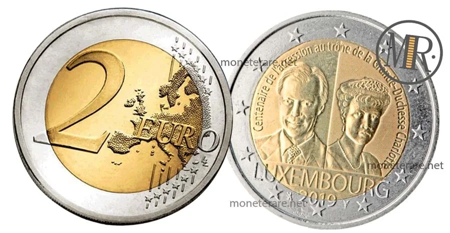 2 Euro Luxemburg 2019 Wert, Gedenkmünzen der Großherzogin Charlotte (Luxemburg - Letzebuerg)
