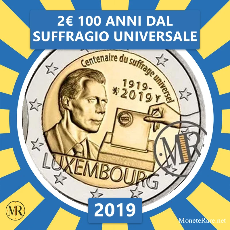 Luxemburg 2€ 100 Jahre seit dem allgemeinen Wahlrecht 2019 (Münzfoto)