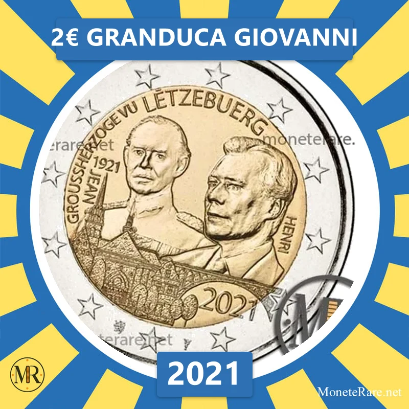 Luxemburg 2€ Granduca Giovanni 2021 (Münzfoto)