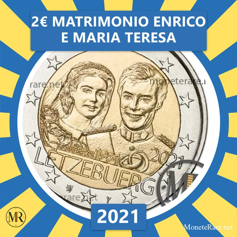 Luxemburg 2€ Matrimonio Enrico e Maria Teresa 2021 (Münzfoto)