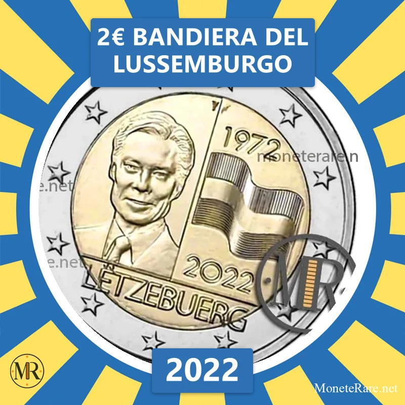 Luxemburg 2€ Flagge von Luxemburg 2022 (Münzfoto)