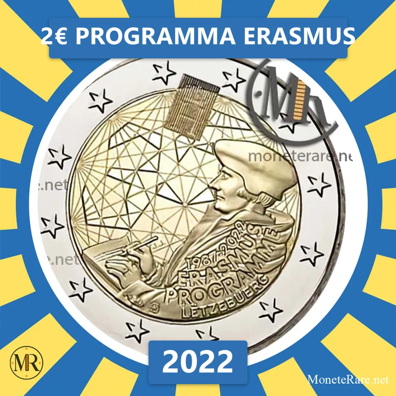 Luxemburg 2€ Erasmus-Programm 2022 (Münzfoto)