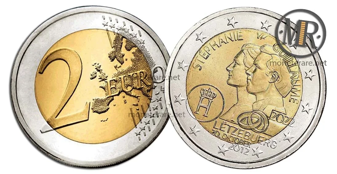 2-Euro-Gedenkmünzen Luxemburg 2022 Jubiläum der Hochzeit der Erbherzoge Guillaume und Stéphanie
