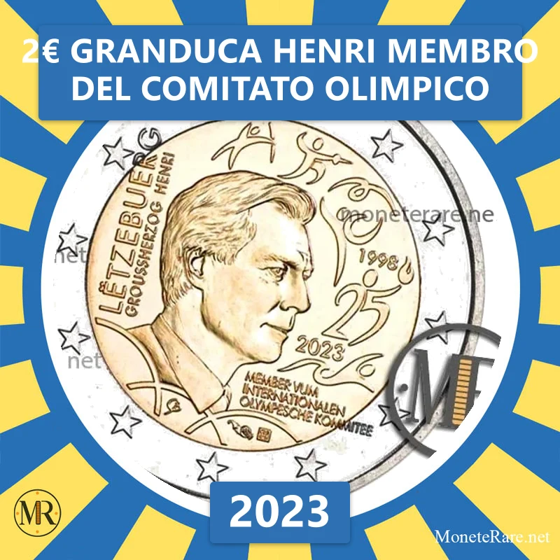 Luxemburg 2€ Großherzog Henri Mitglied des Olympischen Komitees 2023 (Münzfoto)