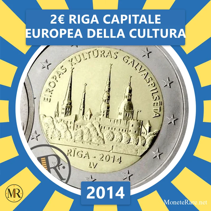 Lettland 2€ Riga Europäische Kulturhauptstadt 2014 (Münzfoto)