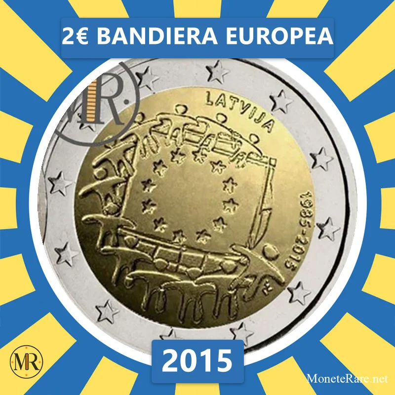 Lettland 2€ Europaflagge 2015 (Münzfoto)