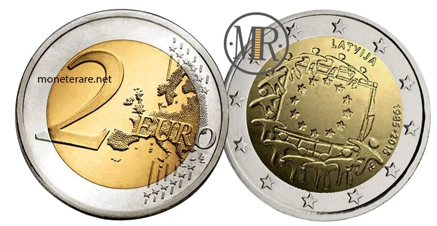 2 Euro Gedenkmünze Lettland 2015 - Europaflagge