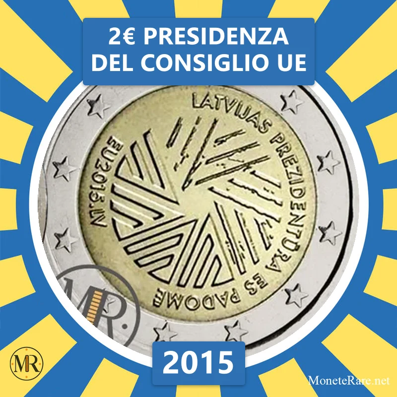 Lettland 2€ EU-Ratspräsidentschaft 2015 (Münzfoto)