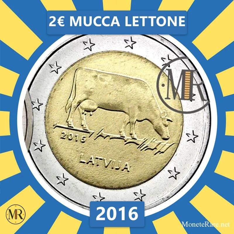 Lettland 2€ Mucca Lettone 2016 (Münzfoto)