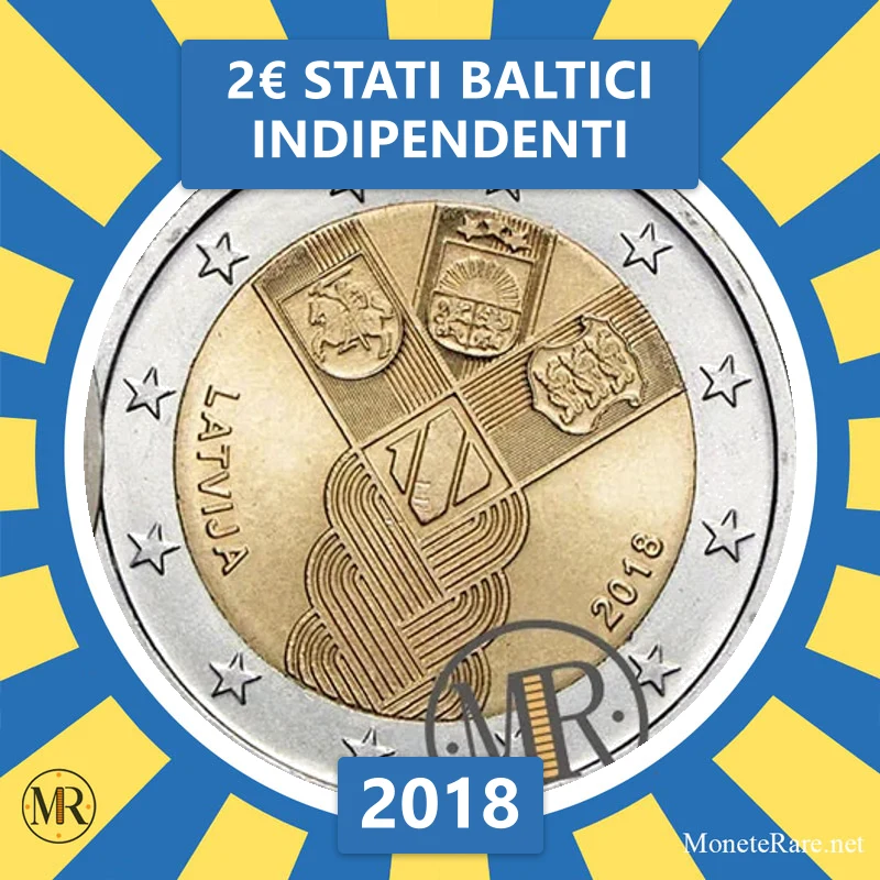 Lettland 2€ Stati Baltici Indipendenti 2018 (Münzfoto)