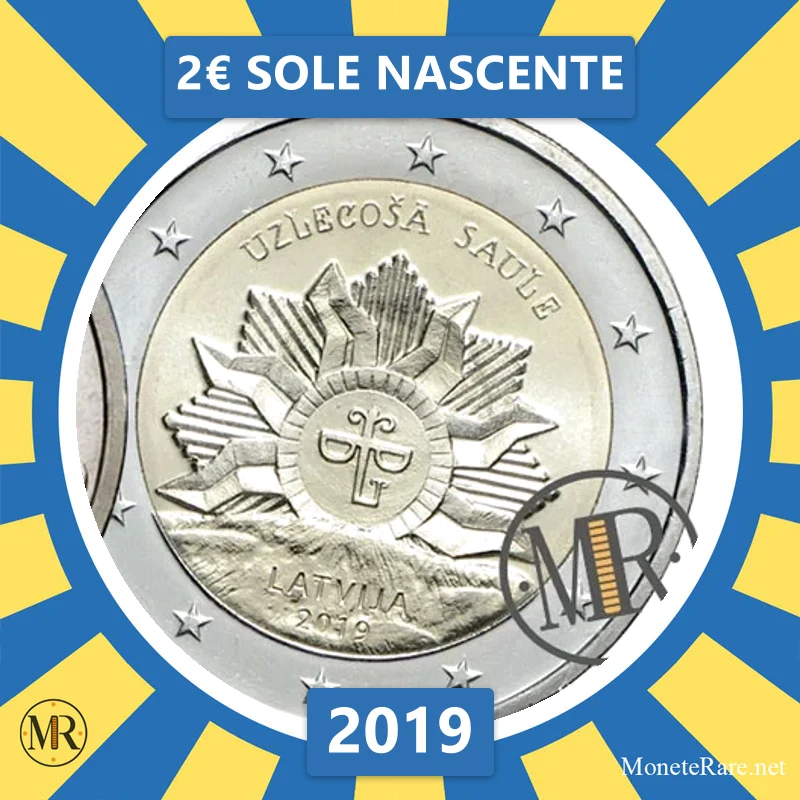 Lettland 2€ Sole Nascente 2019 (Münzfoto)