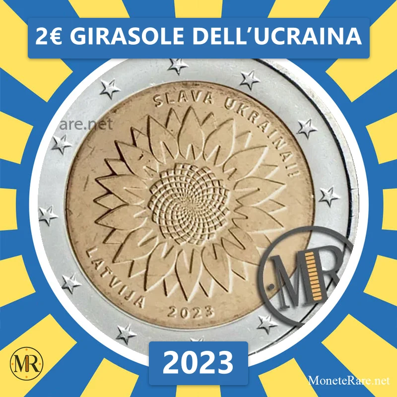 Lettland 2€ Girasole dell’Ucraina 2023 (Münzfoto)