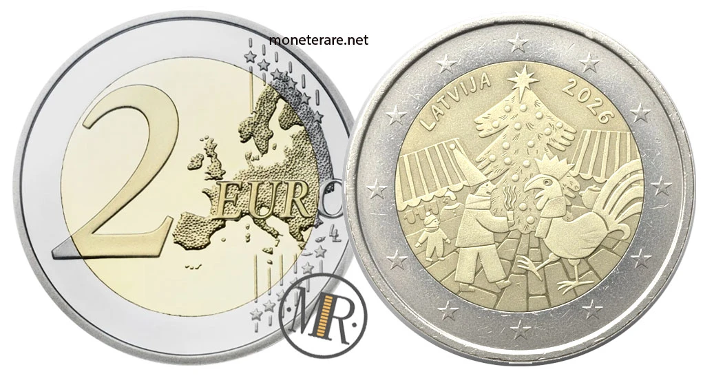 Lettland 2-Euro-Gedenkmünze 2026 – Mercatini di Natale / tradizione del mercatino natalizio