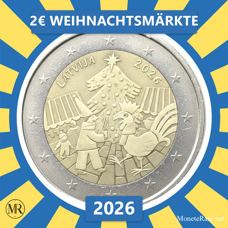 Lettland 2€ Weihnachtsmärkte 2026 (Münzfoto)