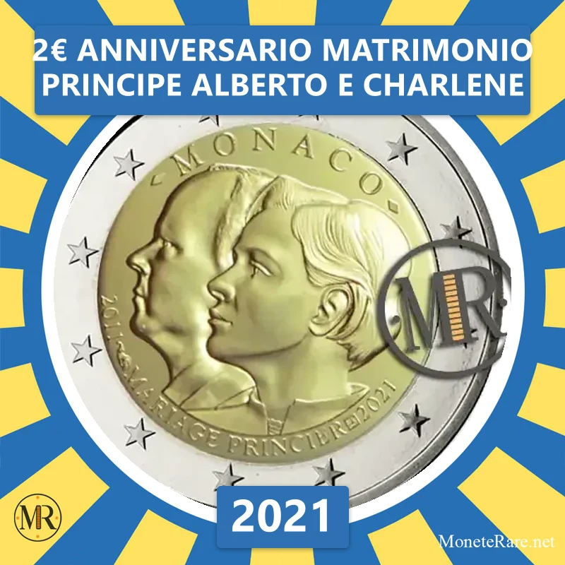 Estland 2€ Jubiläum der Hochzeit von Prinz Alberto und Charlene 2021 (Münzfoto)