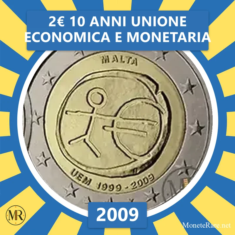 Malta 2€ 10 Jahre Wirtschafts- und Währungsunion 2009 (Münzfoto)