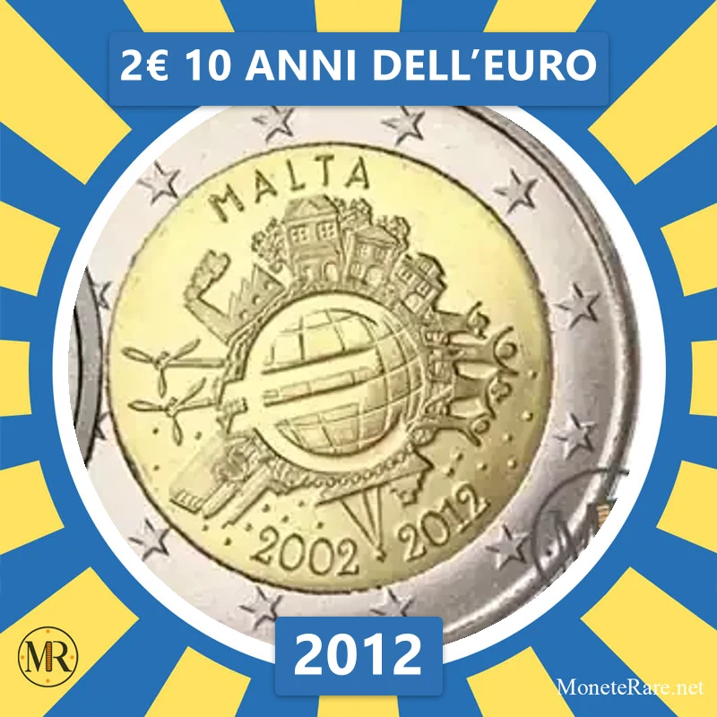 Malta 2€ 10 Jahre Euro 2012 (Münzfoto)