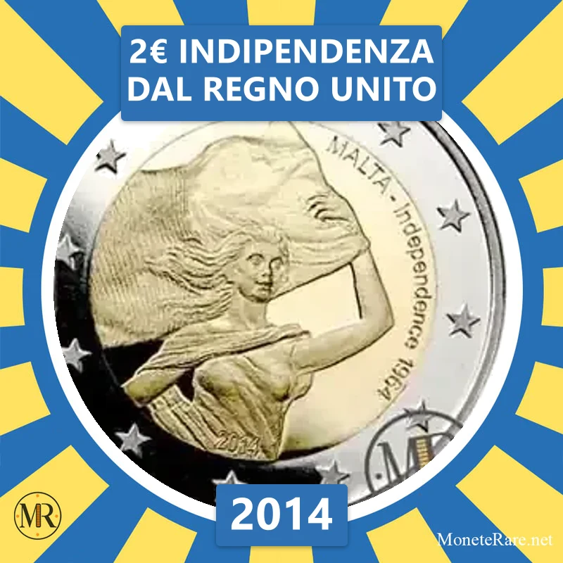 Malta 2€ Unabhängigkeit vom Vereinigten Königreich 2014 (Münzfoto)