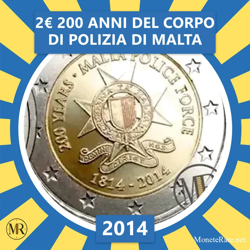 Malta 2€ 200 Jahre der Polizei von Malta 2014 (Münzfoto)