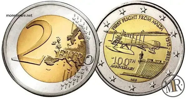 2 Euro Gedenkmünze Malta 2015 100. Jubiläum des ersten Fluges von Malta