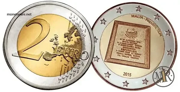 2-Euro-Gedenkmünze Malta 2015 Proklamation der Republik Malta 1974