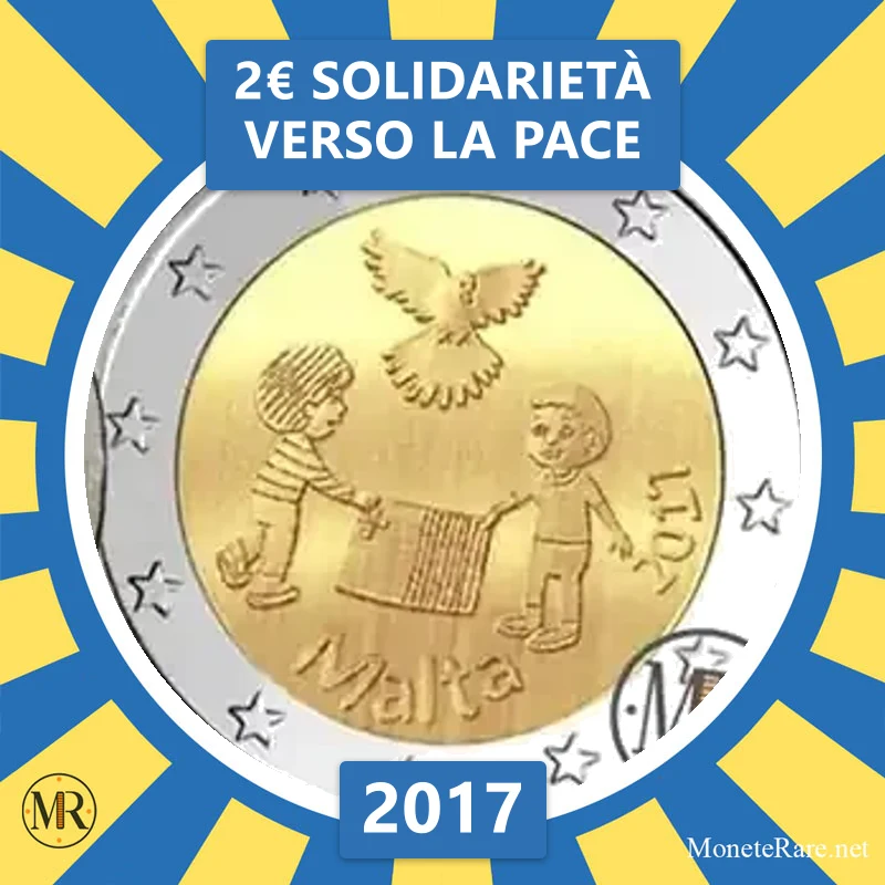 Malta 2€ Solidarität für den Frieden 2017 (Münzfoto)