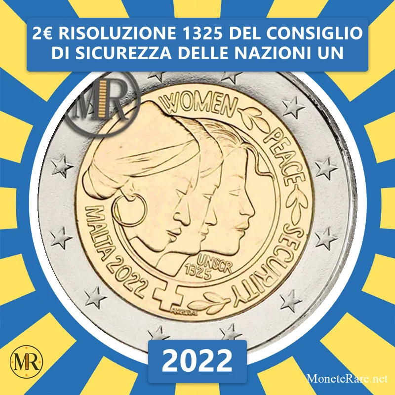 Malta 2€ Resolution 1325 des Sicherheitsrates der Vereinten Nationen 2022 (Münzfoto)