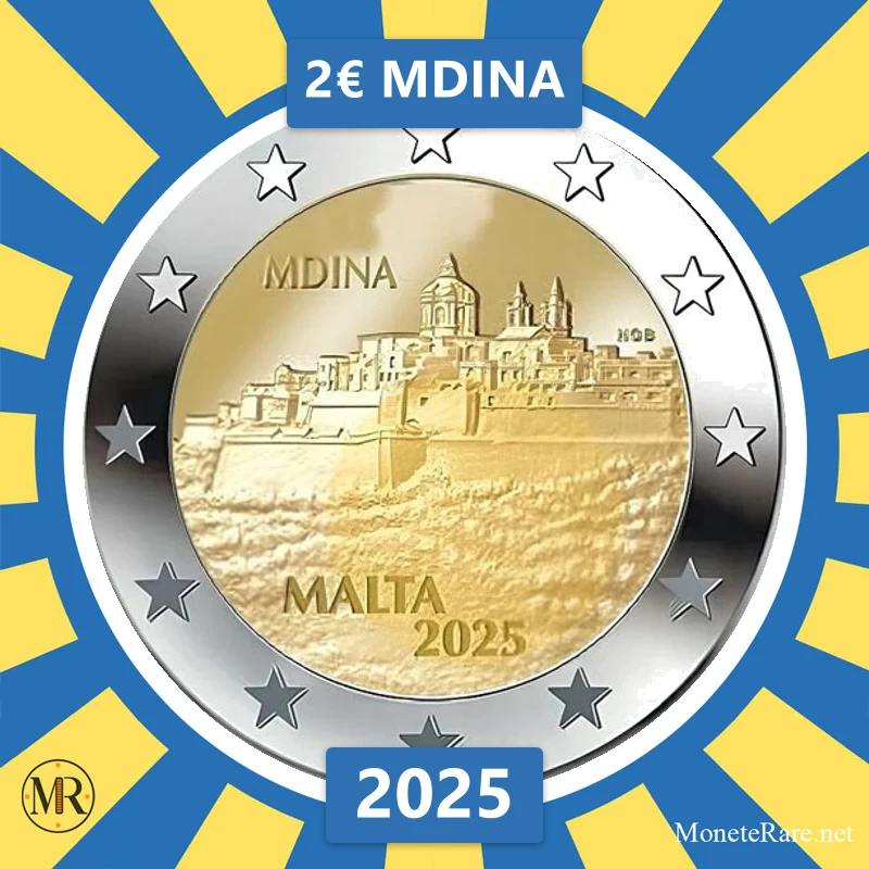 Malta 2€ Mdina 2025 (Münzfoto)