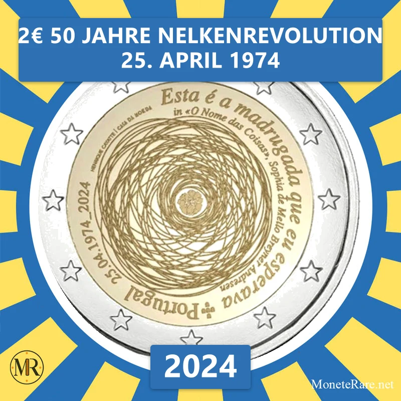 Estland 2€ 50 Jahre Nelkenrevolution 25. April 1974 2024 (Münzfoto)