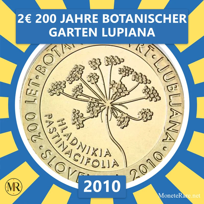 Slowenien 2€ 200 Jahre Botanischer Garten Lupiana 2010 (Münzfoto)