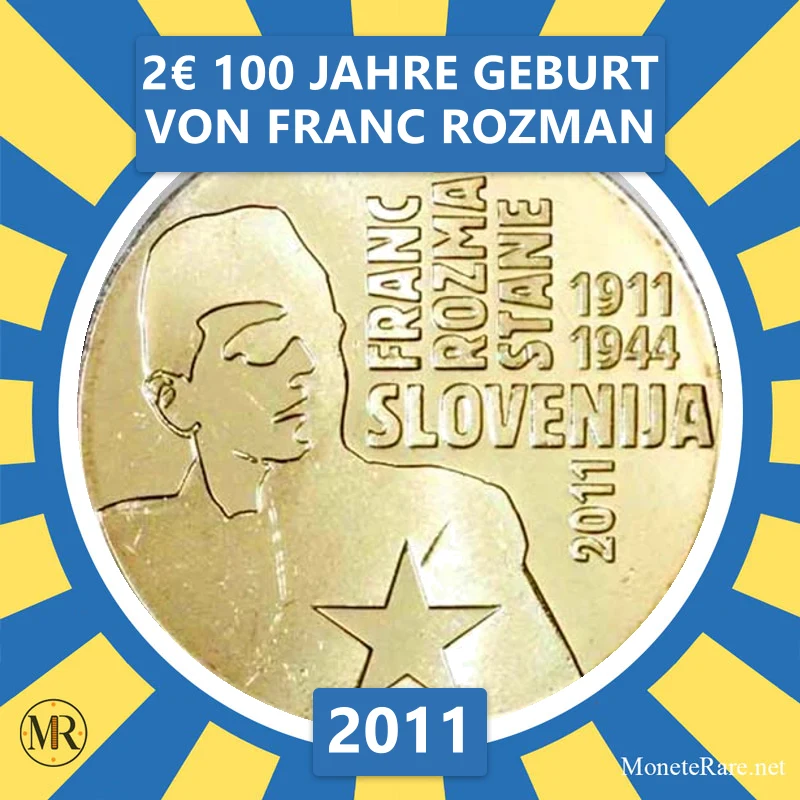 Slowenien 2€ 100 Jahre Geburt von Franc Rozman 2011 (Münzfoto)