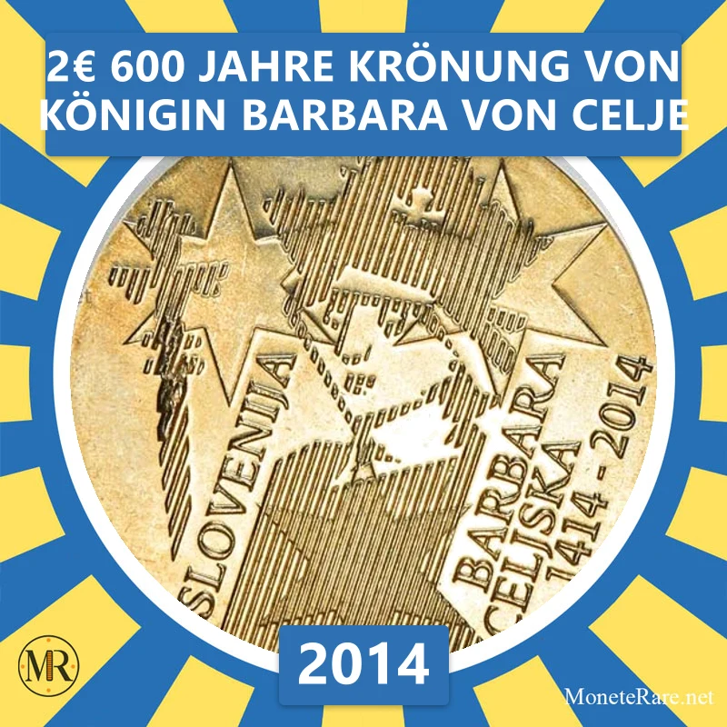 Slowenien 2€ 600 Jahre Krönung von Königin Barbara von Celje 2014 (Münzfoto)