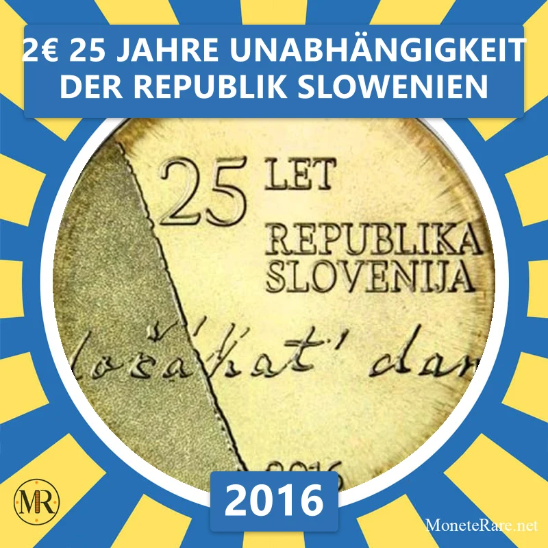 Slowenien 2€ 25 Jahre Unabhängigkeit der Republik Slowenien 2016 (Münzfoto)