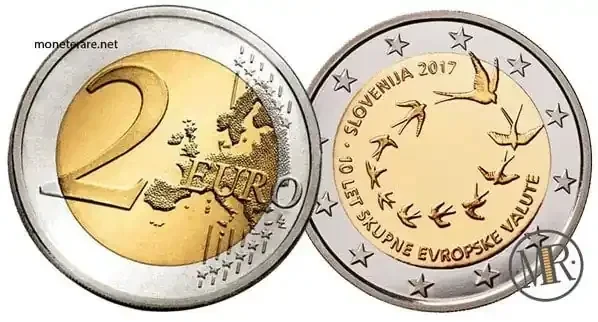 2-Euro-Gedenkmünze Slowenien 2017 Zehnter Jahrestag Euro