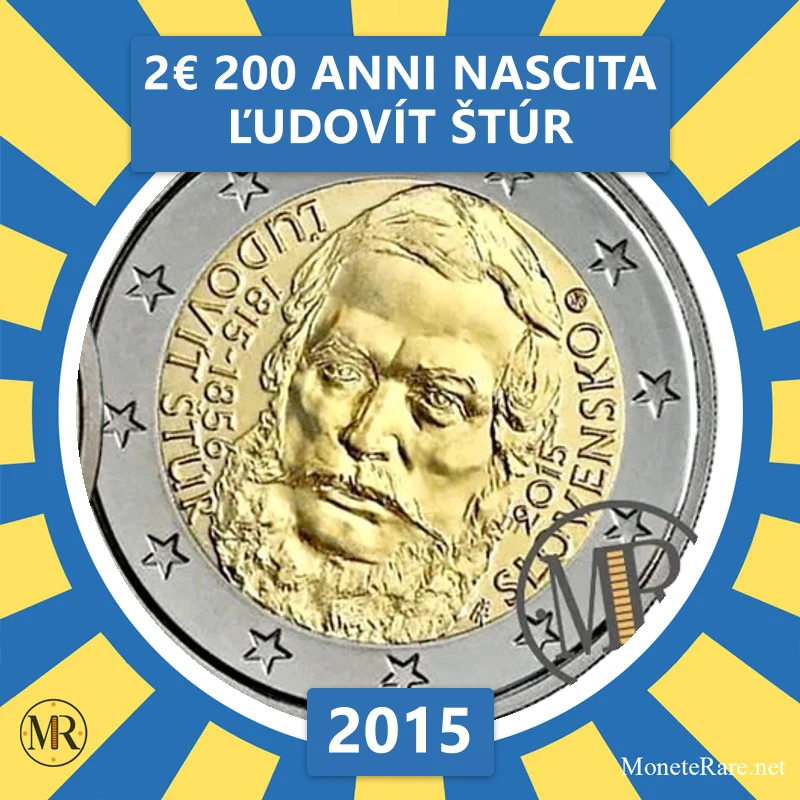 Slowakei 2€ 200 Jahre Geburt von Ľudovít Štúr 2015 (Münzfoto)