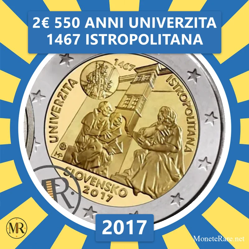 Slowakei 2€ 550 Jahre UNIVERSITÄT 1467 ISTROPOLITANA 2017 (Münzfoto)