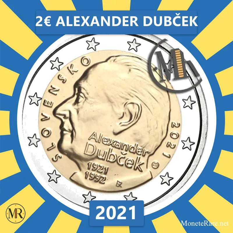 Slowakei 2€ Alexander Dubček 2021 (Münzfoto)