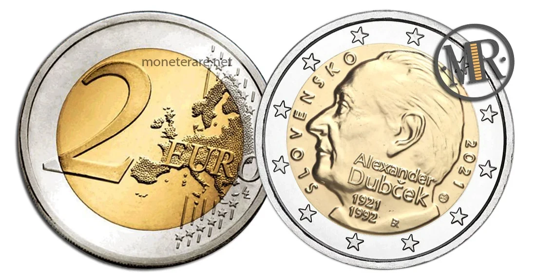 2 Euro Commemorativi Slovacchia 2021 Alexander Dubček